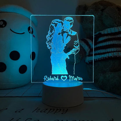 3D Led Lamp with 7 color Light Bass