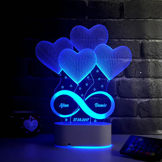 3D Led Lamp with 7 color Light Bass